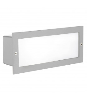 1 Light Outdoor Recessed Wall Light Silver IP44, E27