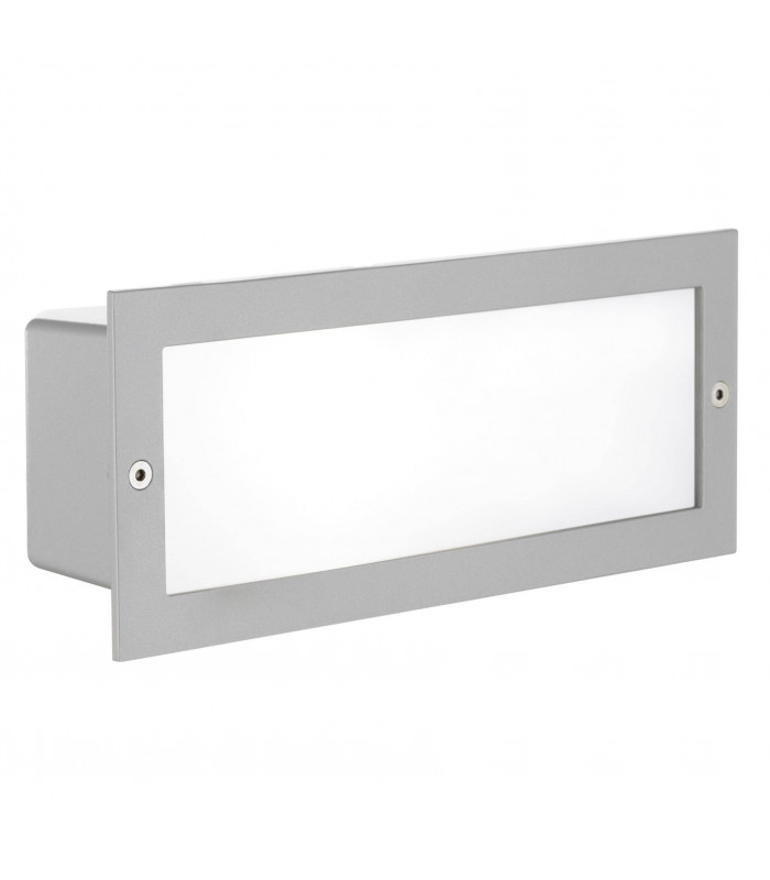 1 Light Outdoor Recessed Wall Light Silver IP44, E27