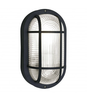 1 Light Outdoor Flush Wall Light Black IP44, E27