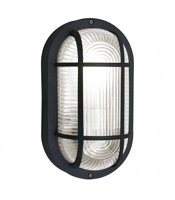 1 Light Outdoor Flush Wall Light Black IP44, E27