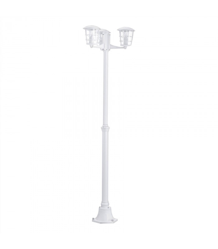 3 Light Outdoor Lamp Post White IP44, E27