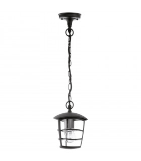 1 Light Outdoor Pendant Lantern Black IP44, E27