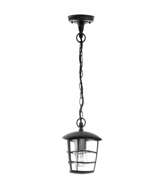 1 Light Outdoor Pendant Lantern Black IP44, E27