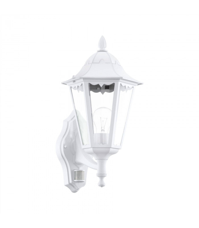 1 Light Outdoor Wall Lantern with PIR Sensor White IP44, E27