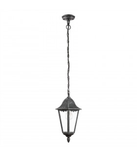 1 Light Outdoor Pendant Lantern Black, Silver-Patina IP44, E27