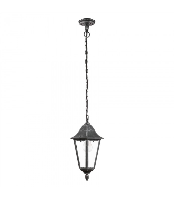 1 Light Outdoor Pendant Lantern Black, Silver-Patina IP44, E27