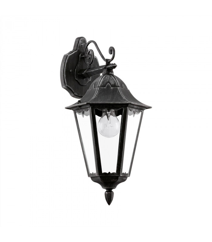 1 Light Outdoor Wall Lantern Black, Silver-Patina IP44, E27