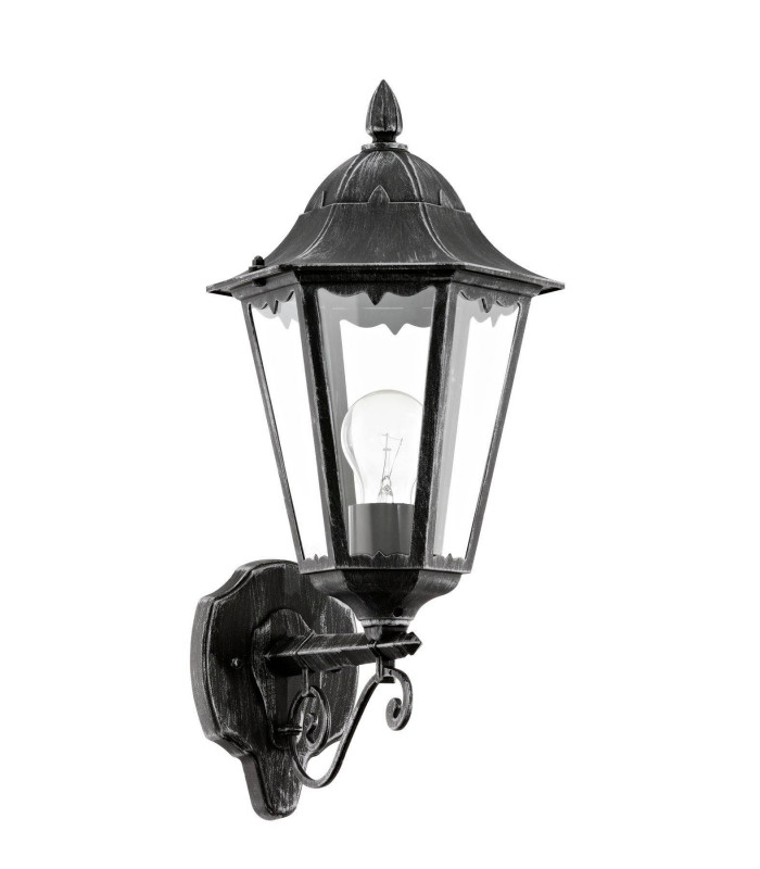 1 Light Outdoor Wall Lantern Black, Silver-Patina IP44, E27