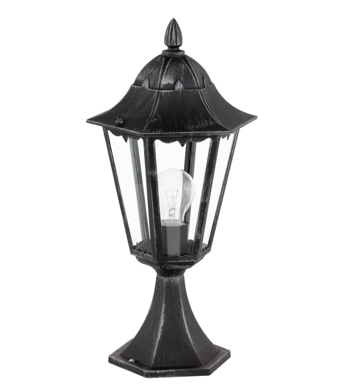 1 Light Outdoor Pedestal Black, Silver-Patina IP44, E27