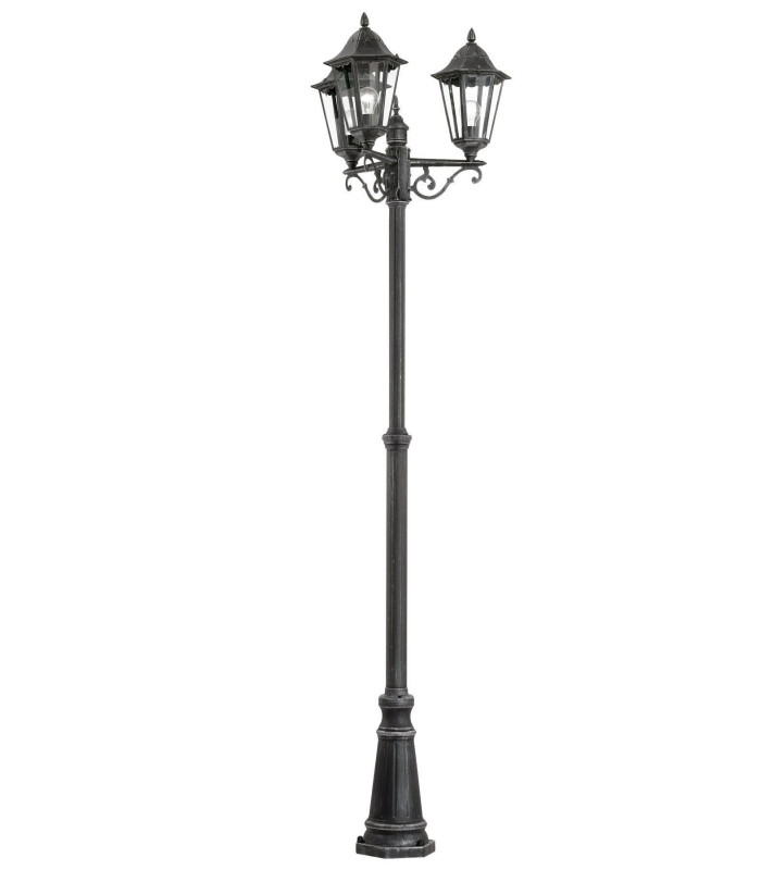 3 Light Outdoor Triple Lamp Post Black, Silver-Patina 6567, E27
