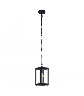 1 Light Outdoor Pendant Lantern Black IP44, E27
