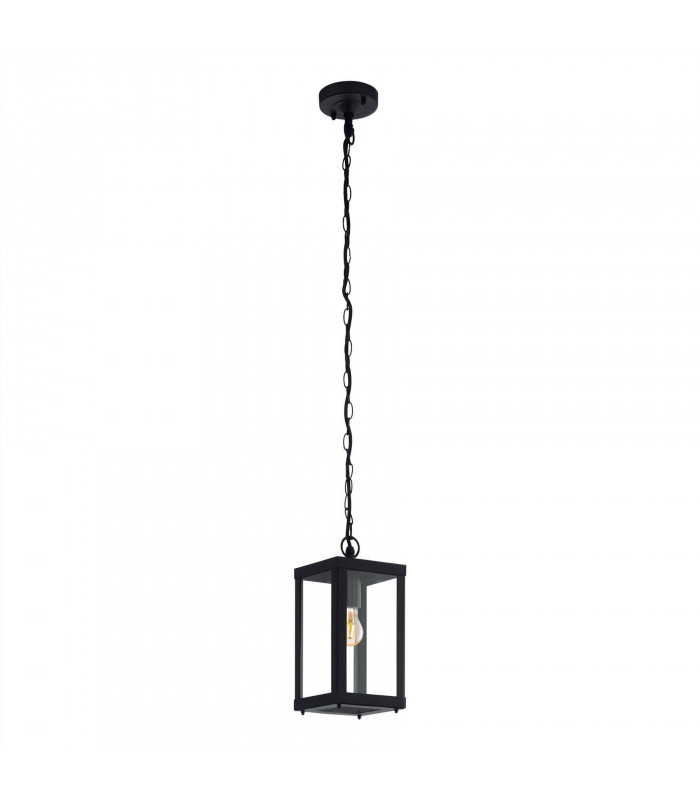 1 Light Outdoor Pendant Lantern Black IP44, E27