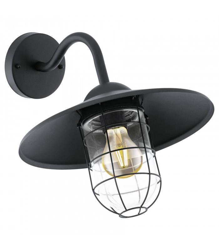 1 Light Outdoor Fisherman Wall Downlight Black IP44, E27