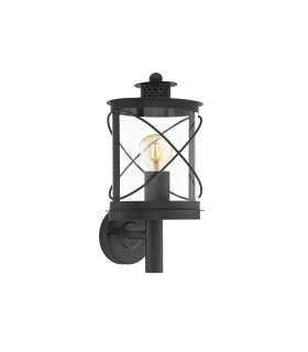 1 Light Outdoor Wall Light Black IP44, E27
