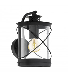 1 Light Outdoor Wall Light Black IP44, E27