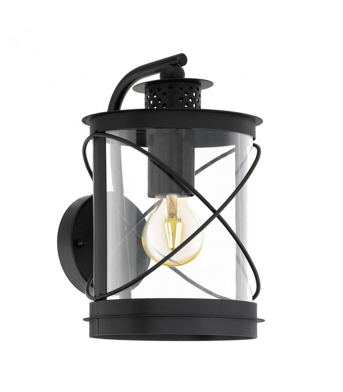 1 Light Outdoor Wall Light Black IP44, E27