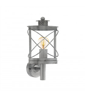 1 Light Outdoor Wall Light Antique Silver IP44, E27