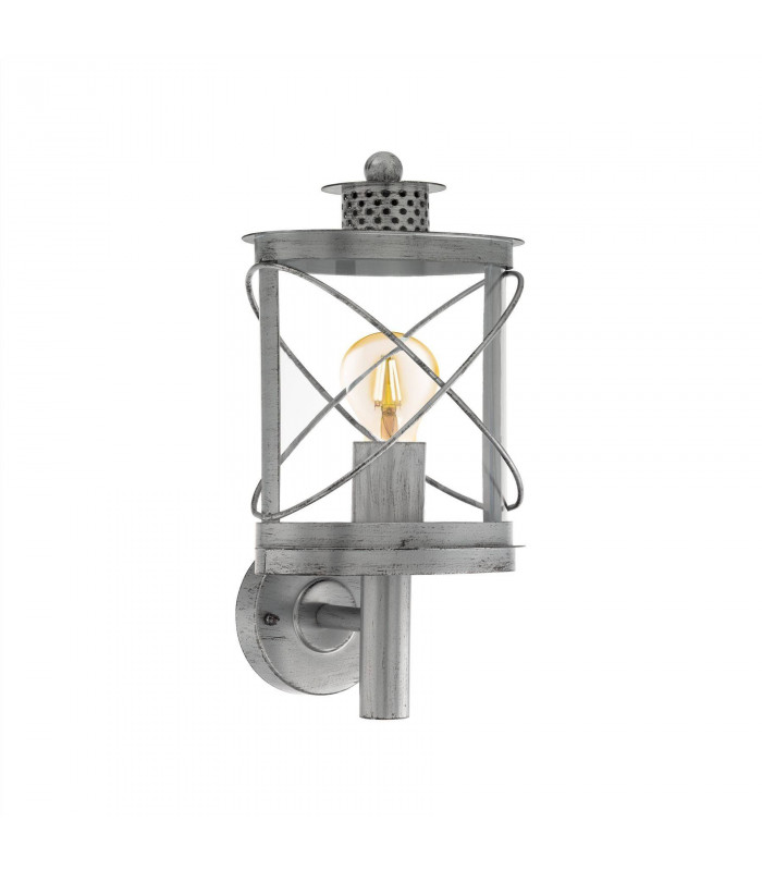 1 Light Outdoor Wall Light Antique Silver IP44, E27