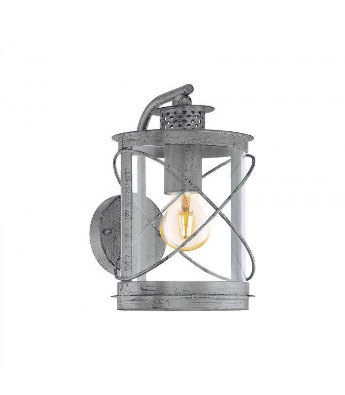 1 Light Outdoor Wall Light Antique Silver IP44, E27