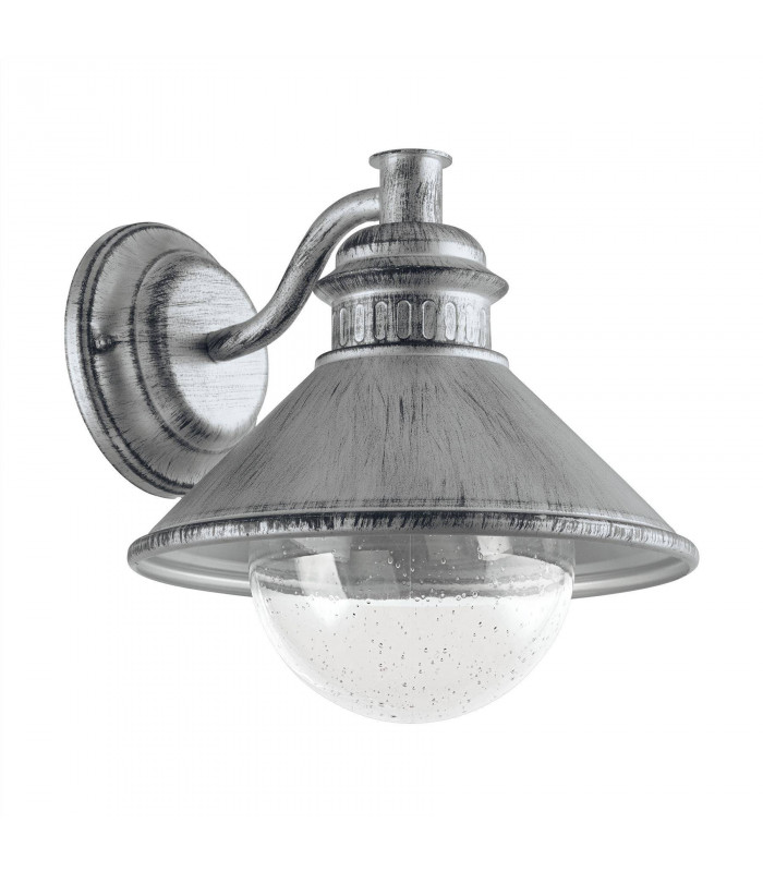 1 Light Outdoor Wall Downlight Antique Silver IP44, E27