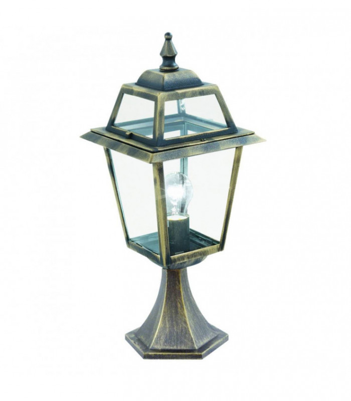 1 Light Outdoor Pedestal Lantern Black, Gold IP44, E27