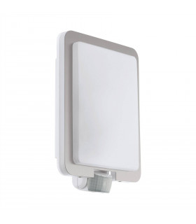 1 Light Outdoor Flush Wall Light with PIR Motion Sensor Stainless Steel, White IP44, E27