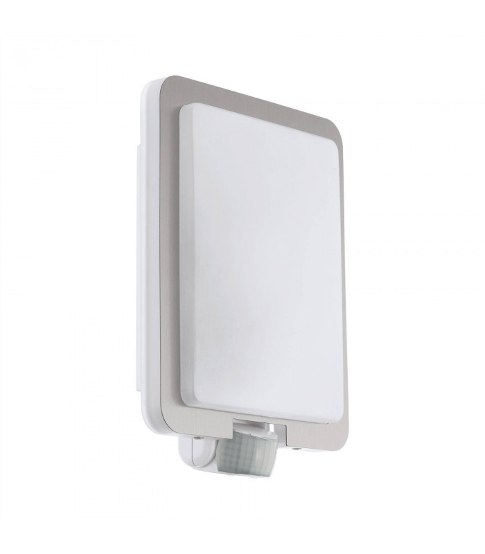 1 Light Outdoor Flush Wall Light with PIR Motion Sensor Stainless Steel, White IP44, E27