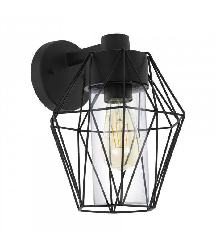1 Light Outdoor Caged Wall Light Black IP44, E27