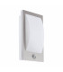 1 Light Outdoor Flush Wall Light with PIR Motion Sensor Stainless Steel, White IP54, E27