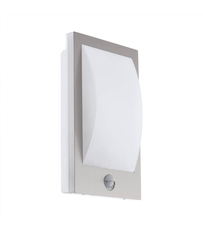 1 Light Outdoor Flush Wall Light with PIR Motion Sensor Stainless Steel, White IP54, E27