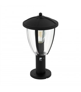 1 Light Outdoor Pedestal Light Black IP44, E27