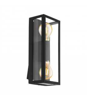 2 Light Outdoor Flush Wall Light Black, E27