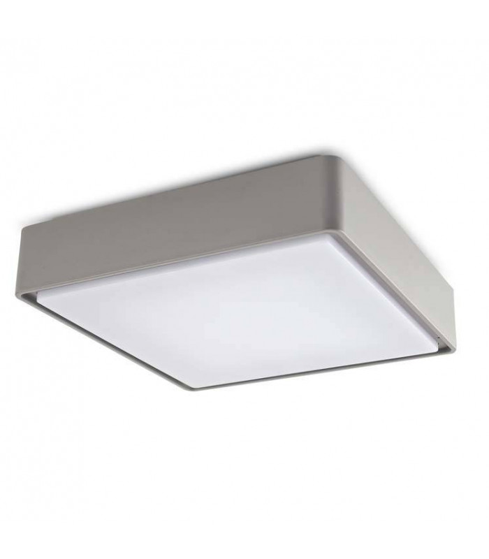 Outdoor LED Square Flush Ceiling Light Grey 22cm 644lm 3000K IP65
