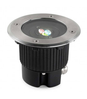 Outdoor LED Recessed Ground Uplight Stainless Steel Polished DMX Dimming 12.5cm 240lm 25deg. RGB IP67
