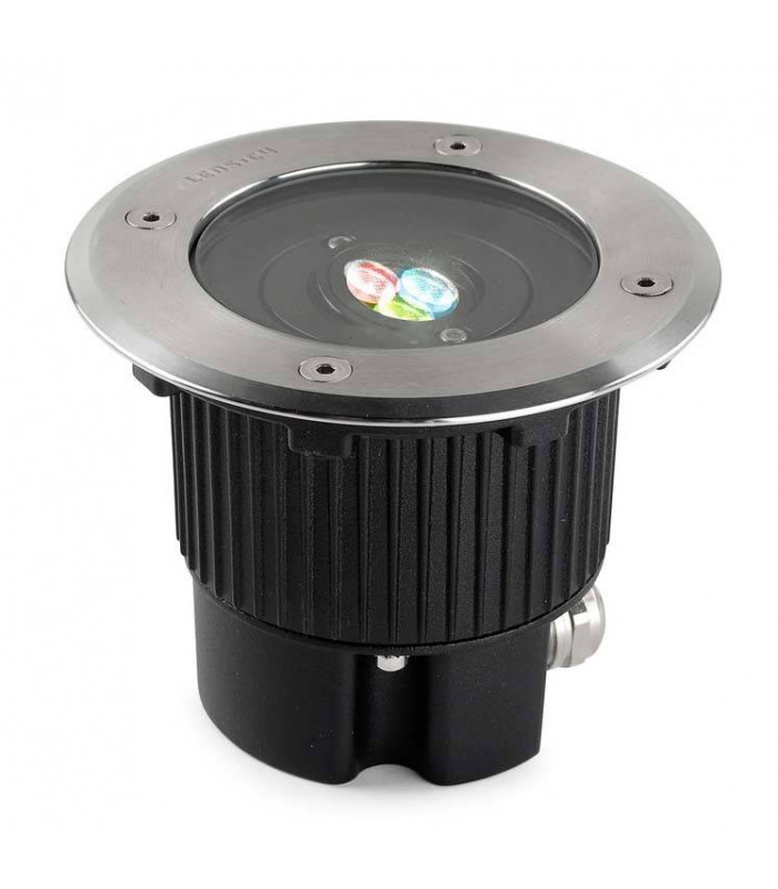 Outdoor LED Recessed Ground Uplight Stainless Steel Polished DMX Dimming 12.5cm 240lm 25deg. RGB IP67
