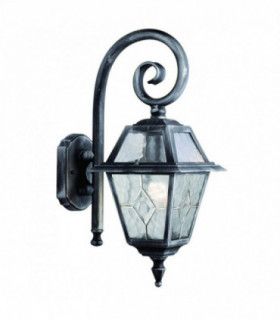 1 Light Outdoor Lantern Silver, Black with Lead Glass, E27