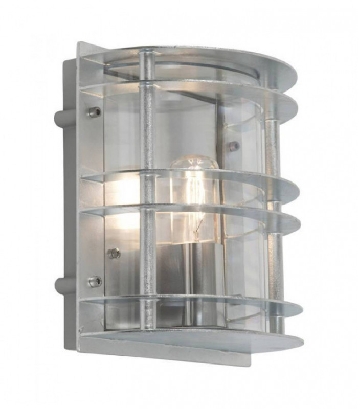 1 Light Outdoor Flush Wall Light Galvanised IP55, E27