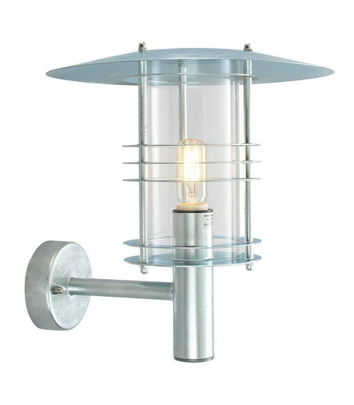 1 Light Outdoor Wall Lantern Light Galvanised IP54, E27