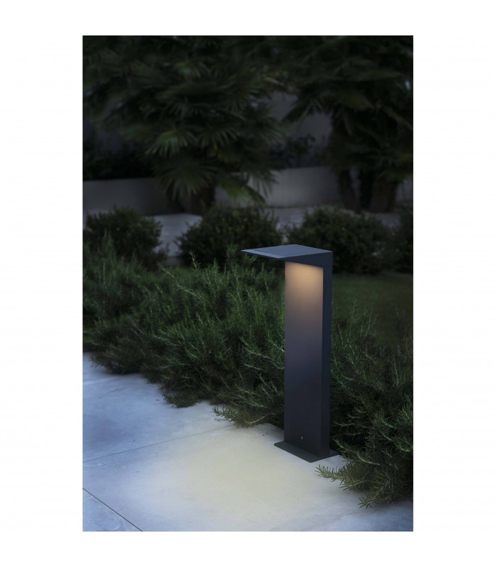 Outdoor Dark Grey Bollard Solar Panel Light IP54