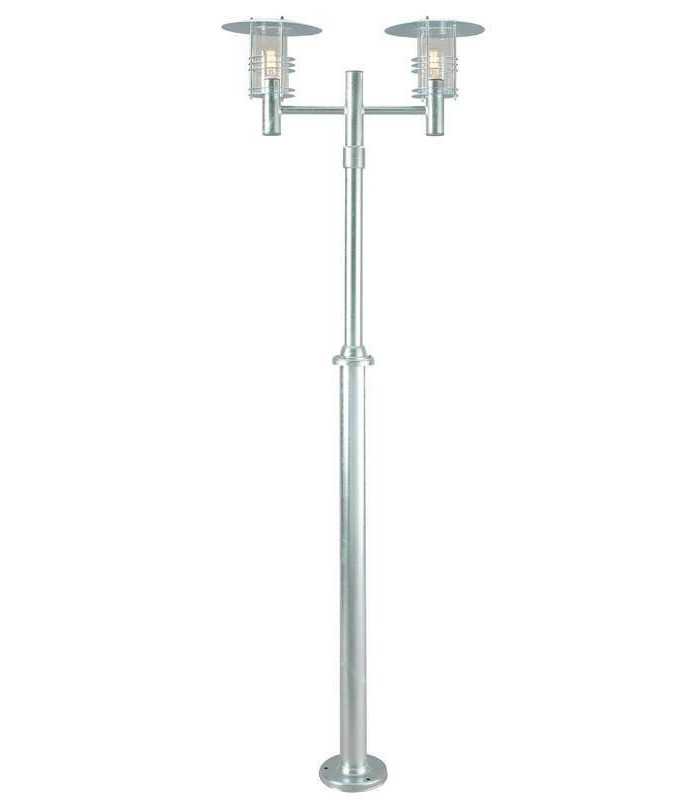 Outdoor Twin Lamp Post Galvanised, E27