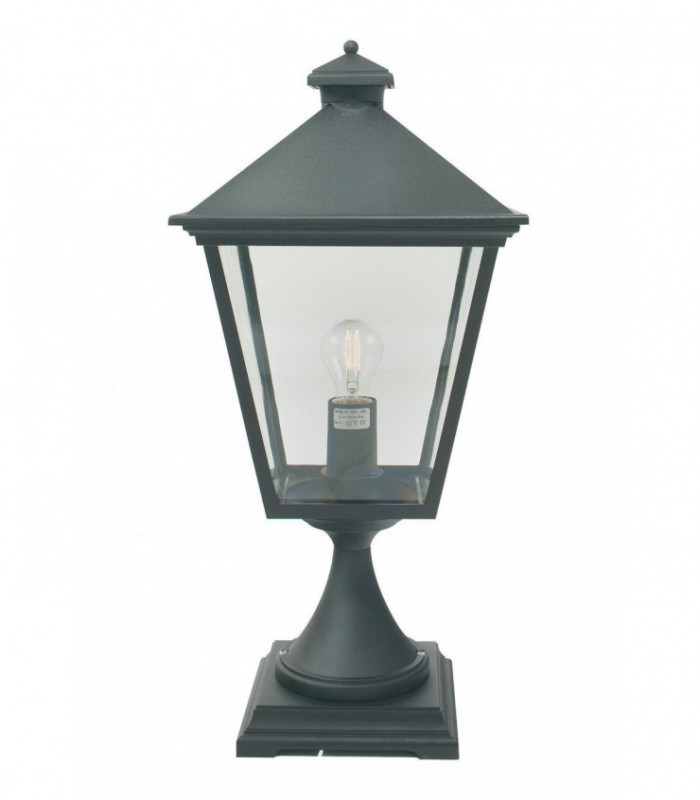 1 Light Outdoor Pedestal Lantern Black IP54, E27