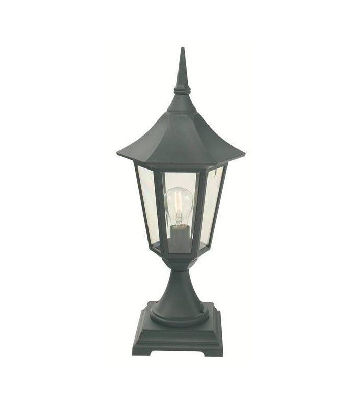 1 Light Outdoor Pedestal Lantern Black IP54, E27