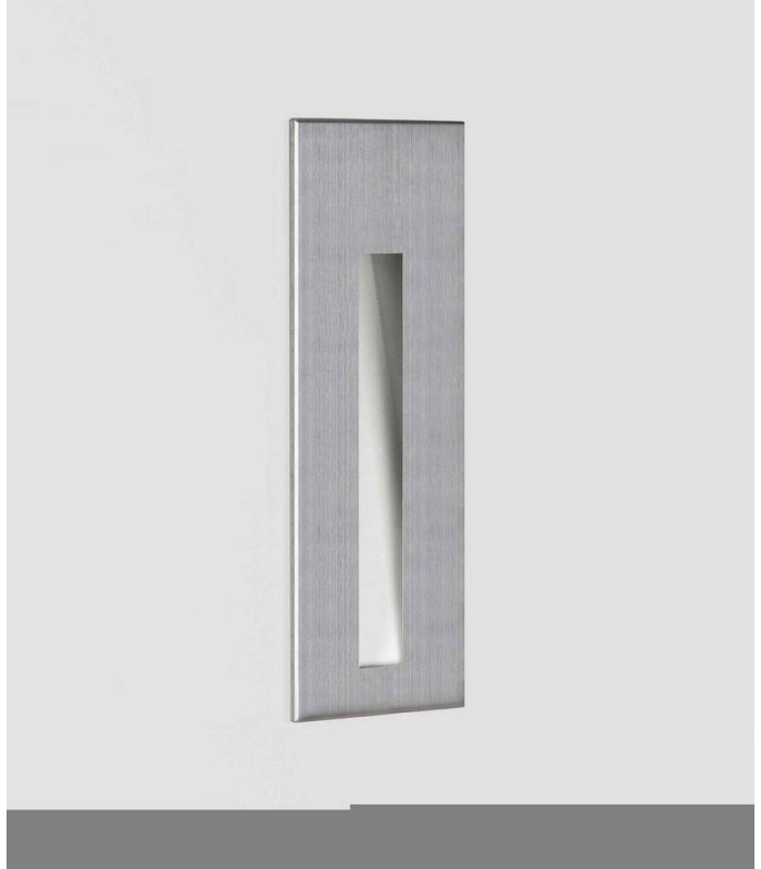 Outdoor LED Recessed Marker Wall Light Brushed Stainless Steel IP65