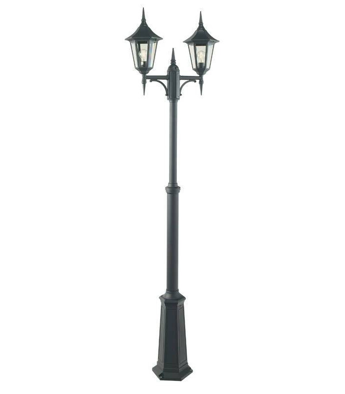 2 Light Twin Outdoor Post Lantern Black IP54, E27