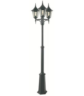 3 Light Triple Outdoor Post Lantern Black IP54, E27