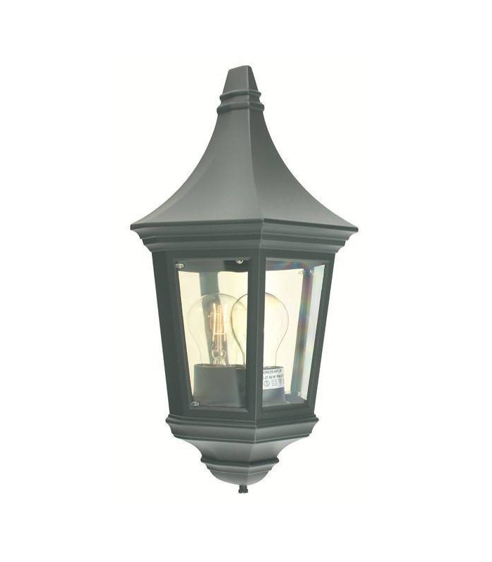 1 Light Outdoor Wall Half Lantern Light Black IP54, E27