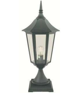 1 Light Outdoor Pedestal Lantern Black IP44, E27