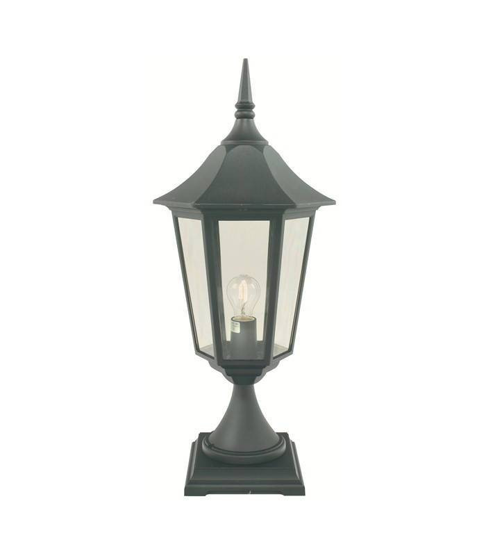 1 Light Outdoor Pedestal Lantern Black IP44, E27