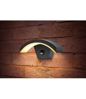 Outdoor LED Curve Wall Light 8W 3000K 360lm IP54 with Integrated PIR sensor