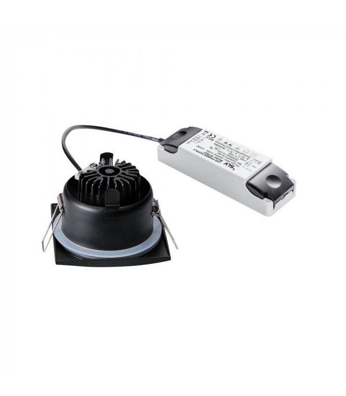 Outdoor LED Square Downlight, Matt Black, 9W, 3000K, Includes Driver, IP65